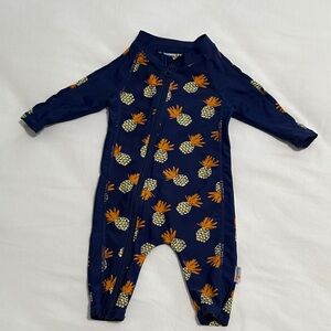 Navy Pineapple Zip Front Kids One-Piece Footie